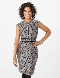 Scalloped Edge Glitter Lace Dress Dressbarn Dresses Lace Dress Trending Outfits
