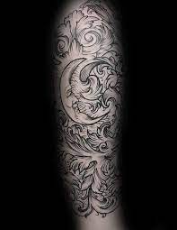 For a him band logo (or heartogram) tattoo with baroque style. 90 Filigree Tattoos For Men Ornamental Ink Design Ideas
