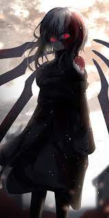 Dress hoodie jacket jewelry long hair red eyes red hair staff artist: Hd Wallpaper Red Glowing Eyes Anime Girl
