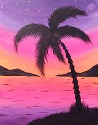 You could also finish it with black to make a silhouette painting. Palm Tree Sunset Drawing