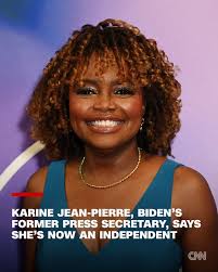 Karine Jean-Pierre, who served as White House press secretary under former  President Joe Biden, has switched her party affiliation to independent,  according to a publishing company's description of her forthcoming book.  Jean-Pierre,