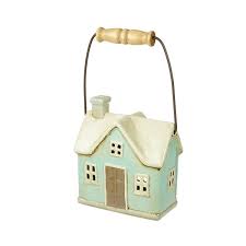 Ceramic candle holder candlesticks wedding centerpieces for taper candles. Ceramic Blue House Candle Holder With Handle Shop4mu Com
