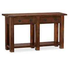 54 wide x 26 deep x 18 high top: Benchwright Console Table Rustic Mahogany Stain Pottery Barn Havenly