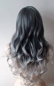 Gunmetal Silver Ombre Wig Lace Front Wig Long Black Silver Etsy Hair Styles Long Hair Styles Curly Hair Styles