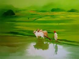 Farmer Painting By Narayan Shelke Artzolo Com Farmer Painting Farm Paintings Nature Paintings