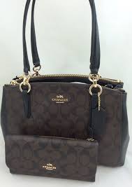Black And Brown Coach Purse New Authentic Coach F36619 Small Christie Carryall Satchel Shoulder Bag In Signature Pvc Brown Black Wallet Set Purses Brown Shoulder Bag Satchel Handbags