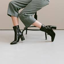 With best deal for brown. Women High Heeled Boots In Brown Patent Leather Jonak