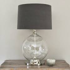 Glass Ball Table Lamp And Gray Shade By Primrose Plum Contemporary Table Lamps Room Lamp Table Lamps Living Room Grey Table Lamps