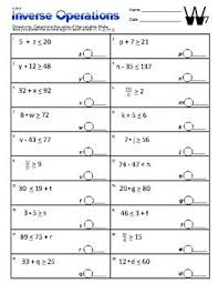 6 Ee 5 6 Ee 8 Inverse Operations Graphing Inverse Operations Combo Inverse Operations Graphing Number Line