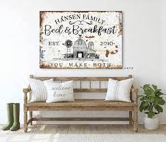 Bed And Breakfast Sign Rustic Farmhouse Wall Decor Name Established Sign Personalized Guest Bedroom Wall Art Vintage Guest Room Canvas Print In 2020 Farmhouse Wall Decor Decor Wall Decor