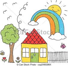 We hebben simpele kleurplaten van eenhoorns eenhoorns met een regenboog en ook moeilijke kleurplaten van eenhoorns voor kleurplaat regenboog tekening. Regenboog Woning Kind S Tekening Weinig Niet Zo Veel Doodle Woning Op Boompje Regenboog Kinderachtig Canstock