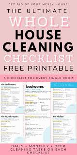 The Best Whole House Cleaning Checklist Plus A Free Printable Cleaning Checklist House Cleaning Checklist Cleaning Checklist Printable