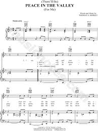Elvis Presley Peace In The Valley Sheet Music In F Major Transposable Download Print Peace In The Valley Sheet Music Hymn Music