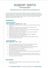 cinematographer resume samples qwikresume