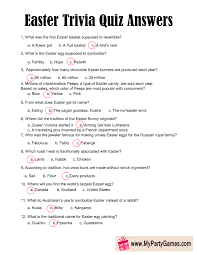 You can use this swimming information to make your own swimming trivia questions. Free Printable Easter Trivia Quiz