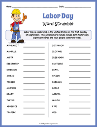 These labor day worksheets are the perfect fit for any lesson plan or curriculum around. Free No Prep Labor Day Activity Word Scramble Puzzle Worksheet