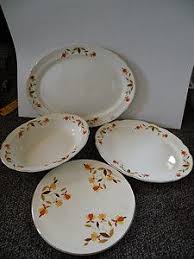 In 1943, the company began referring to the pattern as autumn. the name changed again in 1969 to autumn leaf. the first pieces made were teapots, and then dinnerware was introduced. 73 Jewel Tea Hall Autumn Leaf Ideas Jewel Tea Dishes Autumn Leaves Tea