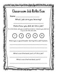 Classroom Job Reflection Classroom Jobs Student Jobs Classroom