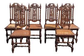 Set Of Six Antique Spanish Style Barley Twist Ornate Carved Cane Dining Chairs Vintage L A Furniture Set Of Cane Dining Chairs Dining Chairs Spanish Style