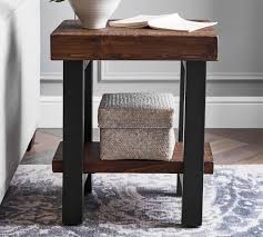 Tall and chic, the versatile design of the zane accent table compliments a variety of furnishings and is ideal for smaller spaces. Griffin 19 Reclaimed Wood End Table Pottery Barn