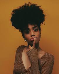 This hair type is driest of them all because the natural sebum isn't able to travel down to the tip of the hair because of the curl pattern and the oil can only travel straight. Curly Hair Black Woman And Beauty Image 7225157 On Favim Com