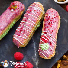 Raspberry Pistachio Eclair Recipe Video Tatyanas Everyday Food Recipe Eclair Recipe Eclairs Food Videos Desserts