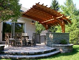Design ideas for a beach style patio in other with tile and a pergola. Contemporary Outdoor Kitchen Pergola No Ctp13 By Trellis Structures