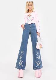 Dolls Kill x Winx Club Butterfly Glitter Denim Flare Jeans - Blue | Bottom  clothes, Flare jeans, Denim flare jeans