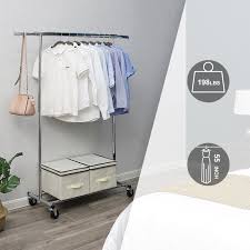 Clothes hanger rack with wheels. Songmics Clothes Rack On Wheels Collapsible Clothing Rack Uhsr13s Heavy Duty Garment Rack With Extendable Hanging Rail Holds Up To 198 Lb Retail Displays Racks Retail Store Fixtures Equipment