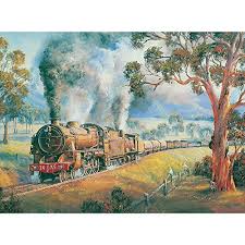 Bits And Pieces 300 Piece Jigsaw Puzzle A Friendly Wave Train By Artist John Bradley 300 Pc Jigsaw Train Jigsaw Train Jigsaw Puzzles Train Art