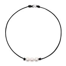 Handmade Genuine Leather Knotted White Pearl Beaded Necklace For Girls Find Out More About The G Handmade Pearl Jewelry Leather Pearl Choker Leather Jewelry