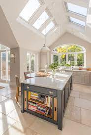 Monarch white kitchen island with seating. Kitchen Island Breakfast Bar Seating Island Storage Limestone Floor Pitched Roof Extension Kitchen Bar Decor Kitchen Island Plans Kitchen Island Design