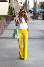 Te Atreves Con Pantalones Amarillos Pantalon Ancho Mujer Pantalones De Moda Ropa