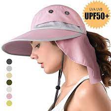 Camptrace Safari Sun Hat Wide Brim Fishing Hat With Neck Flap For Women Ponytail Packable Ups Upf 50 For Hiking Hunting Camping D Pink One Size All4hiking Sun Hats Wide