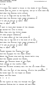 Song Lyrics With Guitar Chords For The Pretender Jackson Browne Song Lyrics And Chords Lyrics And Chords Songs