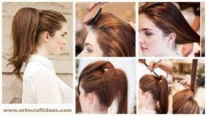 How To Elegant High Full Ponytail Hairstyle Step By Step Art Craft Ideas Full Ponytail Ponytail Hairstyles Hairstyle