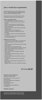 Underwriting Operations Assistant Chubb Bermuda Class Organization Job Proactive