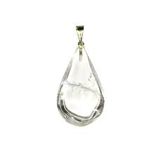 Bijoux, bracelets en cristal de roche, pendentifs, amas, pierres roulées, minéraux polis… Pendentif Cristal De Roche Goutte D Eau France Mineraux