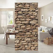 Flachenvorhang Set Amerikanische Steinwand Natur Wand Mauer Steine Mediterran 250x120cm Schiebegardine Schiebevorhang Raumtre Steinwand Raumteiler Und Raumteiler Vorhang