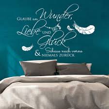 Schränke & wandschränke fürs schlafzimmer. Wandtattoo Zitat Spruch Glaube An Wunder Liebe Und Gluck Mit Federn M1970 Wandtattoos Elfentur Tassen