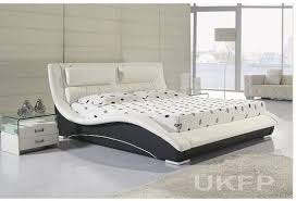 King size white leather bed extra tall headboard a beautiful contemporary king bed with a hardwood frame and black angular tapered legs. Sell Designer Real Leather Headboard Bed Id 11434692 Ec21
