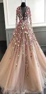 Long Sleeves Flower Appliques Unique Design Popular Fairy Prom Dresses Pd0930 Senior Prom Dresses Fairy Prom Dress Beautiful Prom Dresses