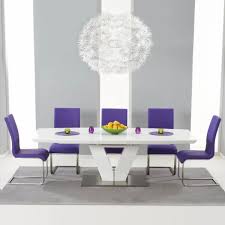 Tokyo white high gloss extending dining table and 4 chairs set intended for latest dining tables and purple chairs view photo 14 of 20. Malibu White Gloss Dining Table Multi Colour Dining Chairs Fads