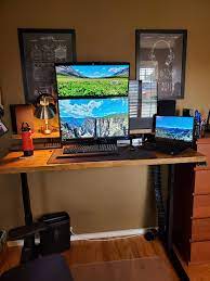 Last week, when i shared new images of my desktop organization & notepads, i hinted at showing you my new desk for the home office. My Imovr Lander Conversion For My Diy Butcher Block Desk Standingdesk