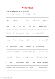 Word Order Adverbs Of Frequency Interactive Worksheet Word Order Jumbled Words English Worksheets For Kids