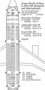 Vintage Airline Seat Map Twa L 1011 100 Tristar