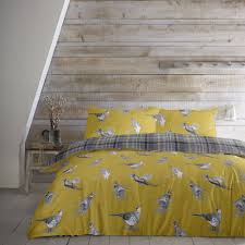 Ink and ivy cody gray/ yellow cotton duvet cover set. Pickering Birds 100 Brushed Cotton Duvet Cover Set Ochre Yellow Tonys Textiles