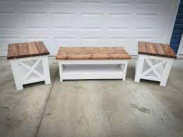 Solid oak coffee table and end table. Farm House Rustic X Style Coffee Table And End Table Low Shipping Farmhouse Style Coffee Table Coffee Table Farmhouse Farmhouse End Tables
