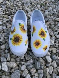 Black And White Checkered Vans With Sunflowers Custom Hand Painted Sunflower Vans Slip On Shoes Etsy Vans Slip On Shoes Custom Vans Shoes Slip On Shoes