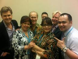 Jury for show choirs, World Choir Games Cincinnati 2012. Roger Treece,  Kirby Shaw, Brandon Dean (USA), Zimfira Poloz (Canada), Aida Swenson  (Indonesia), Anders Jalkeus (Sweden), me (Philippines)
